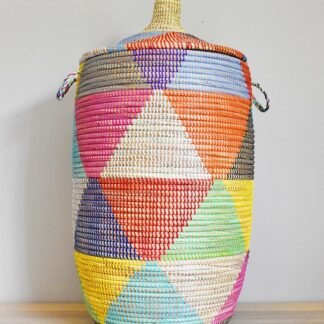 Handmade Tall Laundry Basket with Lid | Woven Storage Hamper
