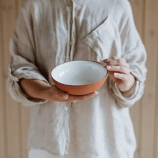 Handmade Medium Terracotta Ceramic Bowl – Ideal for Cereal, Breakfast & Soup