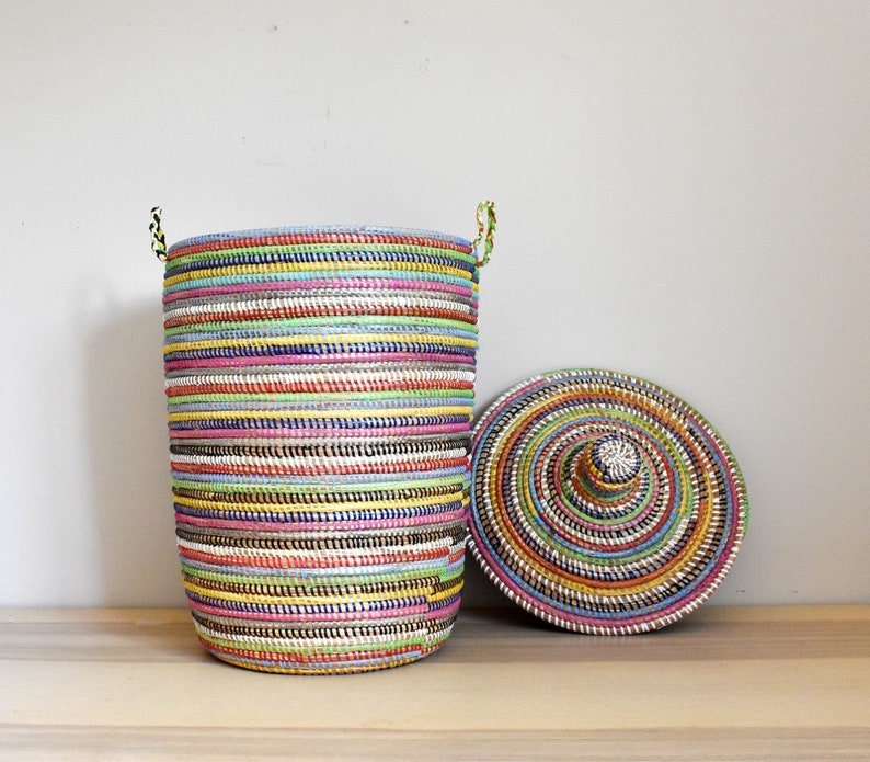 Handmade Laundry Hamper with Lid – Woven Storage Basket, 25" H × 14" Diameter - Image 5