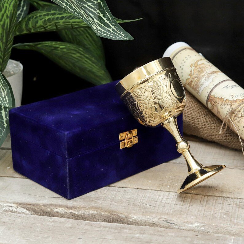 Handmade Engraved Brass Chalice Goblet | Gothic Medieval Wine Goblet - Image 2