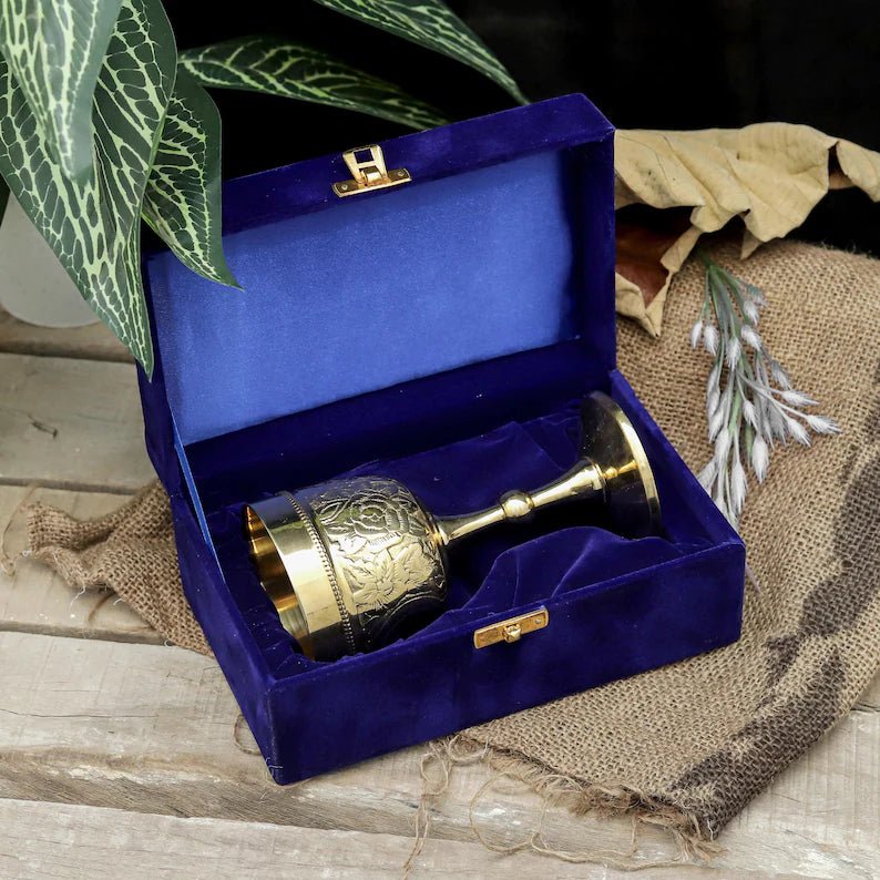 Handmade Engraved Brass Chalice Goblet | Gothic Medieval Wine Goblet - Image 4