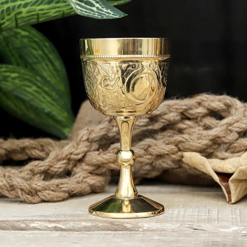 Handmade Engraved Brass Chalice Goblet | Gothic Medieval Wine Goblet - Image 7
