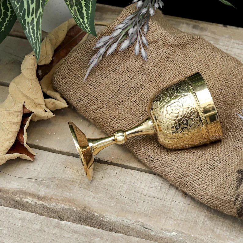 Handmade Engraved Brass Chalice Goblet | Gothic Medieval Wine Goblet - Image 5