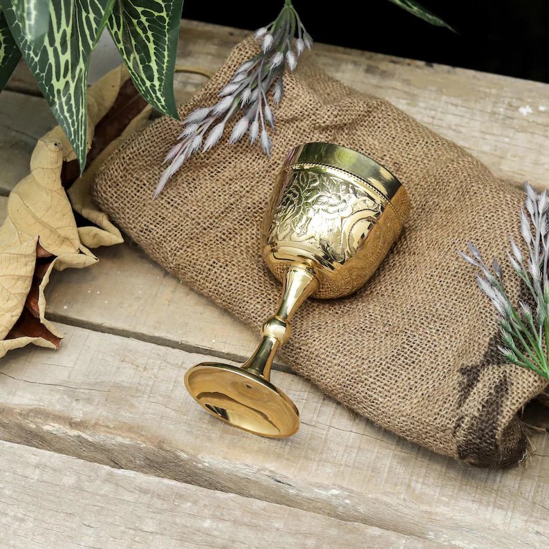 Handmade Engraved Brass Chalice Goblet | Gothic Medieval Wine Goblet - Image 3