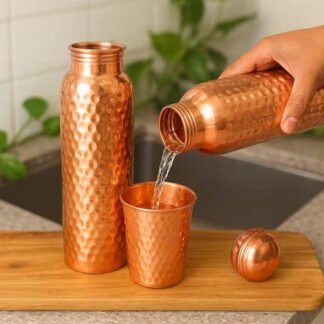 Handmade 100% Pure Hammered Copper Water Bottle – 950 ml (32 oz) | Reusable Copper Bottle