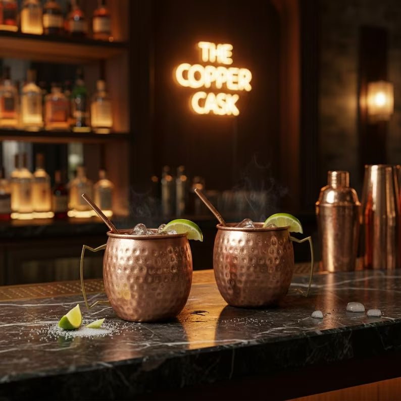 Handmade Hammered Copper Moscow Mule Mugs with Gold Handles – Single, Set of 2 or Set of 4 - Image 5